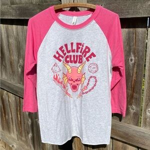 Women’s Stranger Things HellFire Club -3/4 Sleeve Baseball Jersey- Size Medium